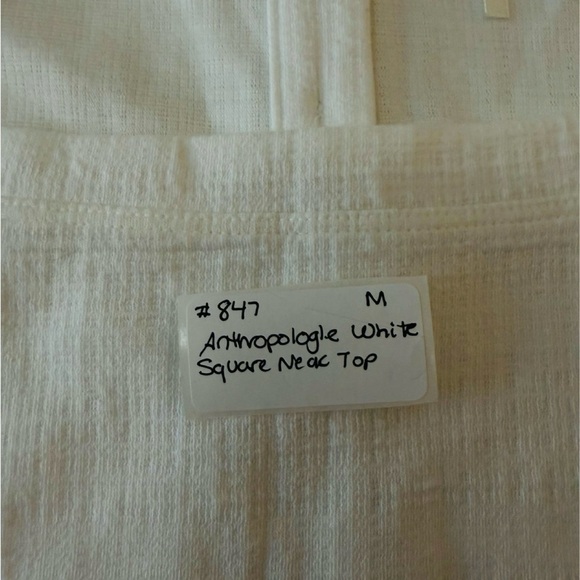 Anthropologie square neck Cream Textured Tank Top, Medium - Picture 3 of 7
